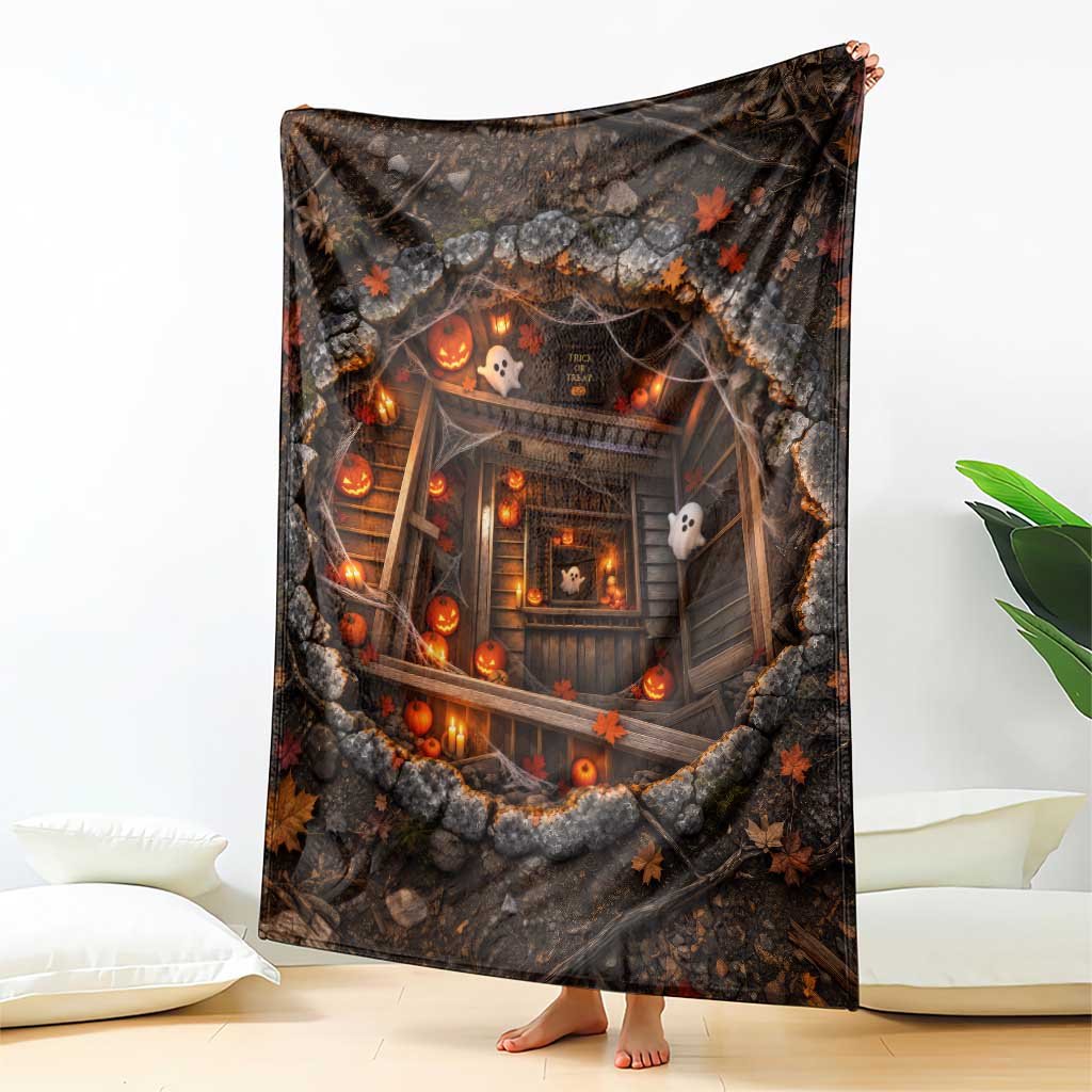 Halloween Ghost Pumpkin Cellar 3D Optical Illusion Throw Blanket Haunted  Fall Forest Dungeon TS11