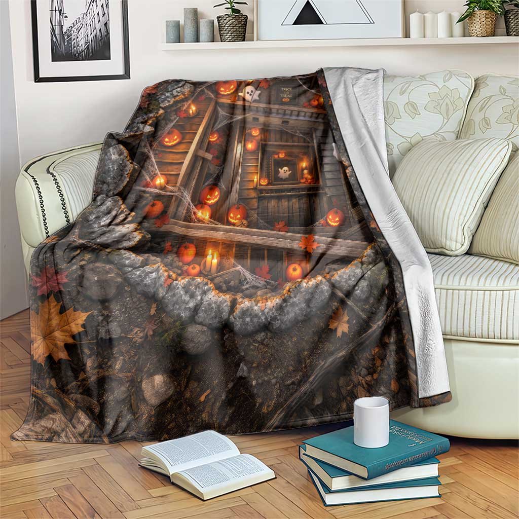 Halloween Ghost Pumpkin Cellar 3D Optical Illusion Throw Blanket Haunted  Fall Forest Dungeon TS11