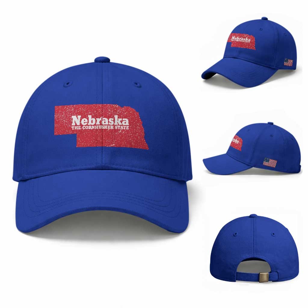 Nebraska The Cornhusker State Baseball Cap Distressed NE State Map TS11