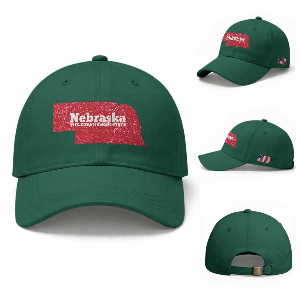 Nebraska The Cornhusker State Baseball Cap Distressed NE State Map TS11