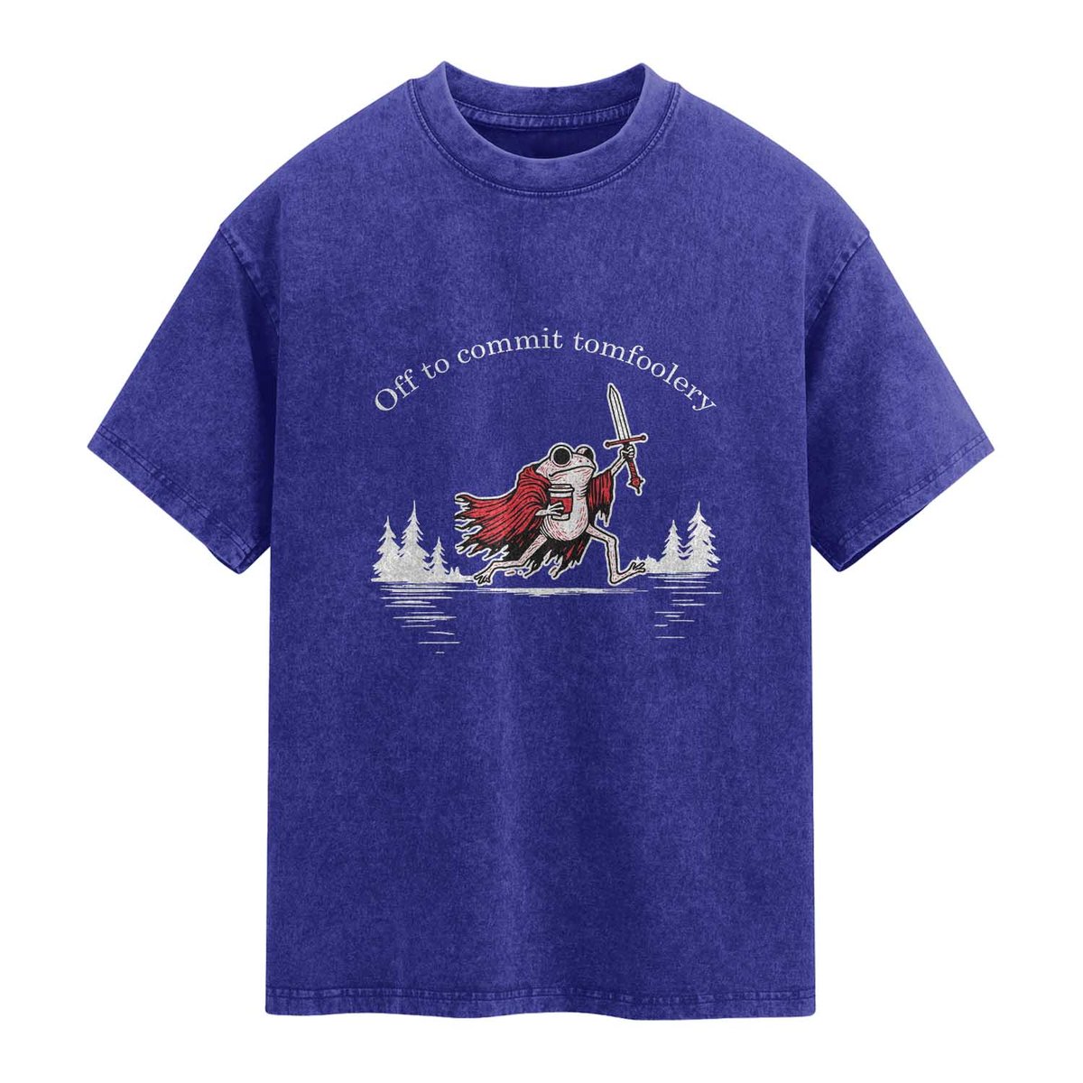Off To Commit Tomfoolery Washed Cotton T-Shirt Frog Coffee Lover Gift TS12