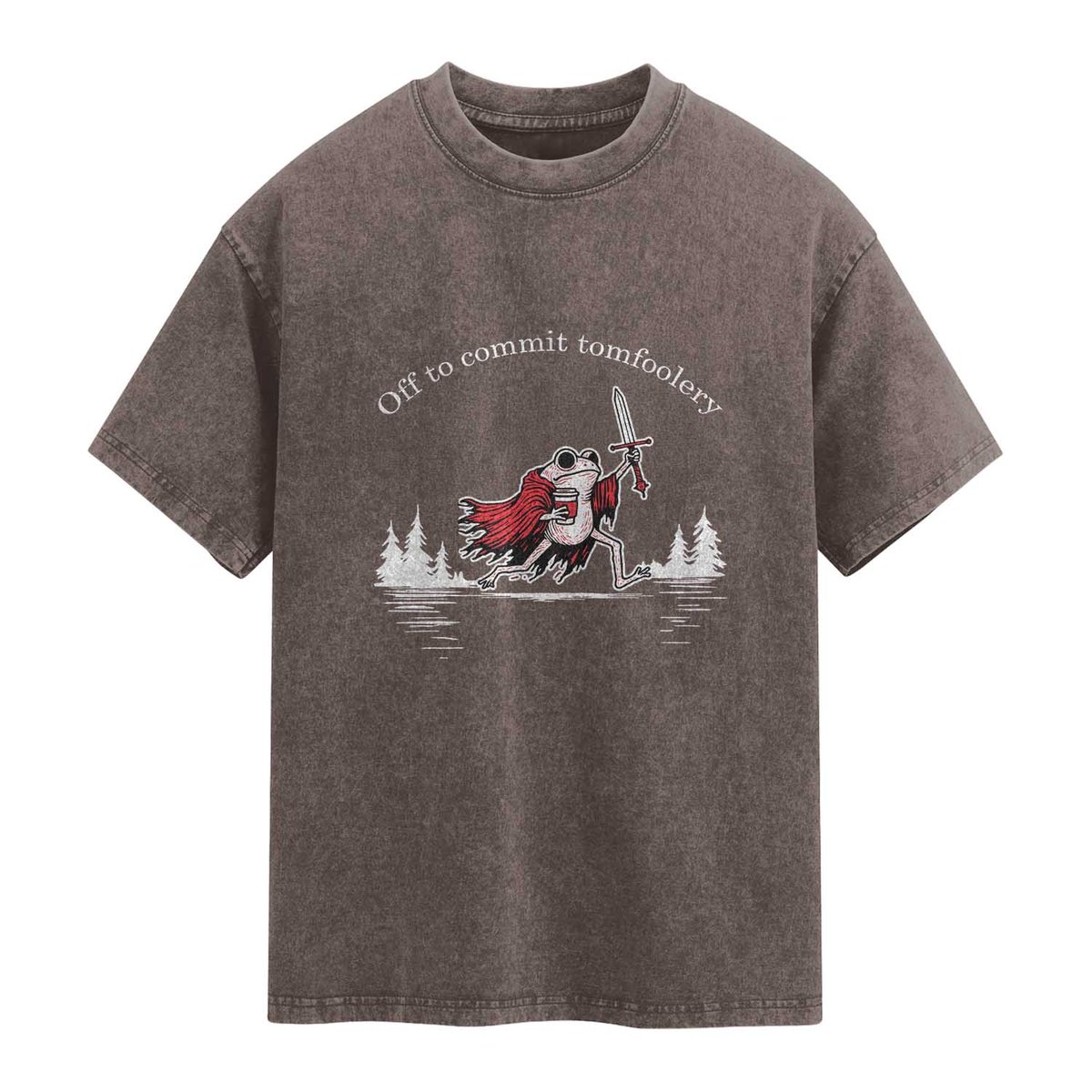 Off To Commit Tomfoolery Washed Cotton T-Shirt Frog Coffee Lover Gift TS12