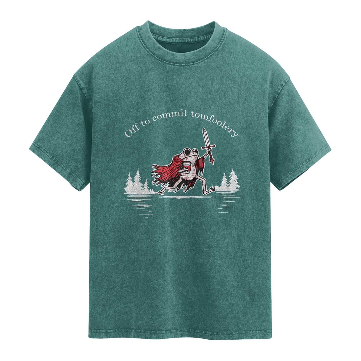 Off To Commit Tomfoolery Washed Cotton T-Shirt Frog Coffee Lover Gift TS12