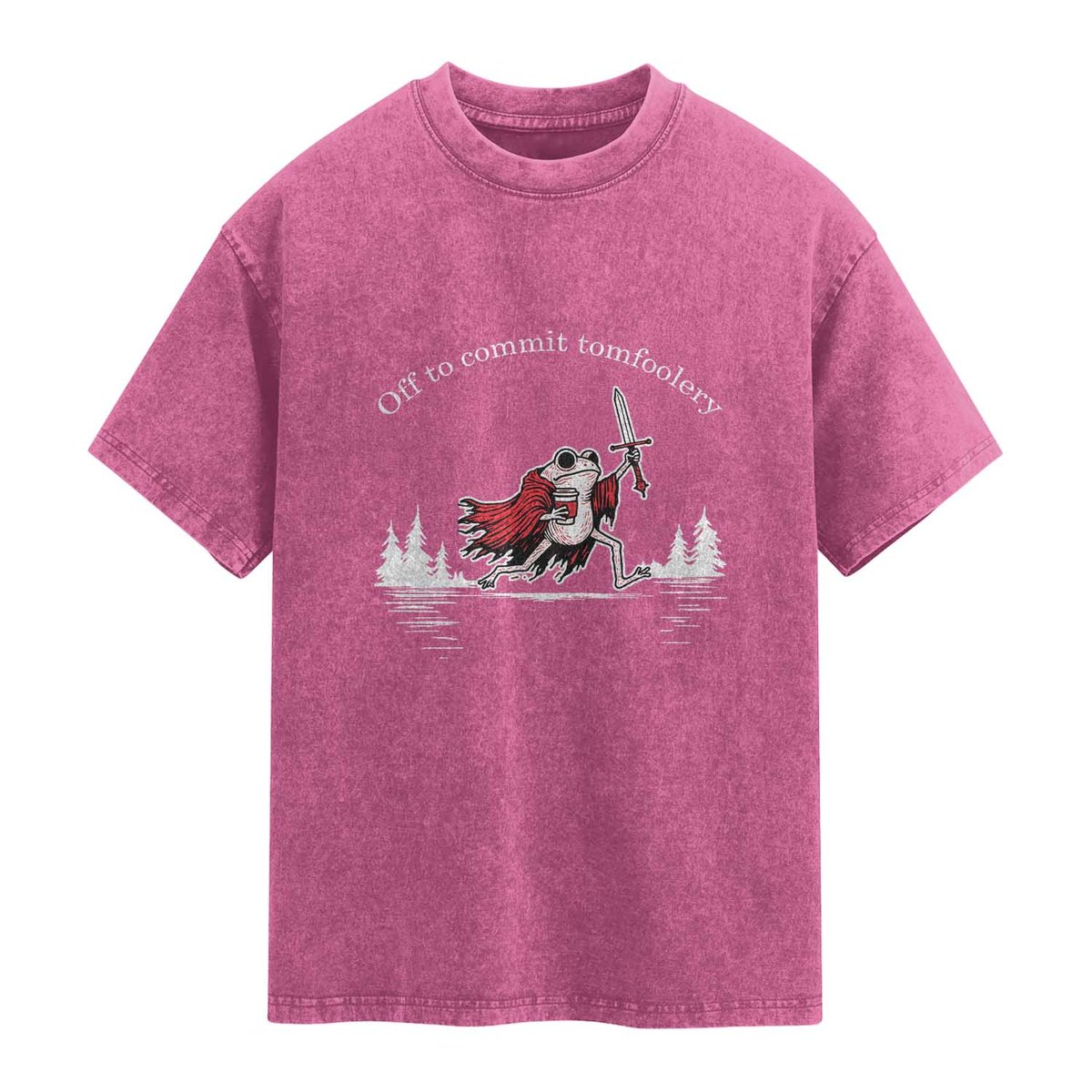 Off To Commit Tomfoolery Washed Cotton T-Shirt Frog Coffee Lover Gift TS12