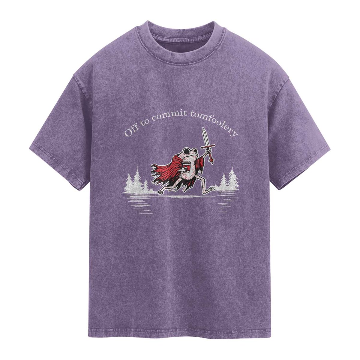 Off To Commit Tomfoolery Washed Cotton T-Shirt Frog Coffee Lover Gift TS12