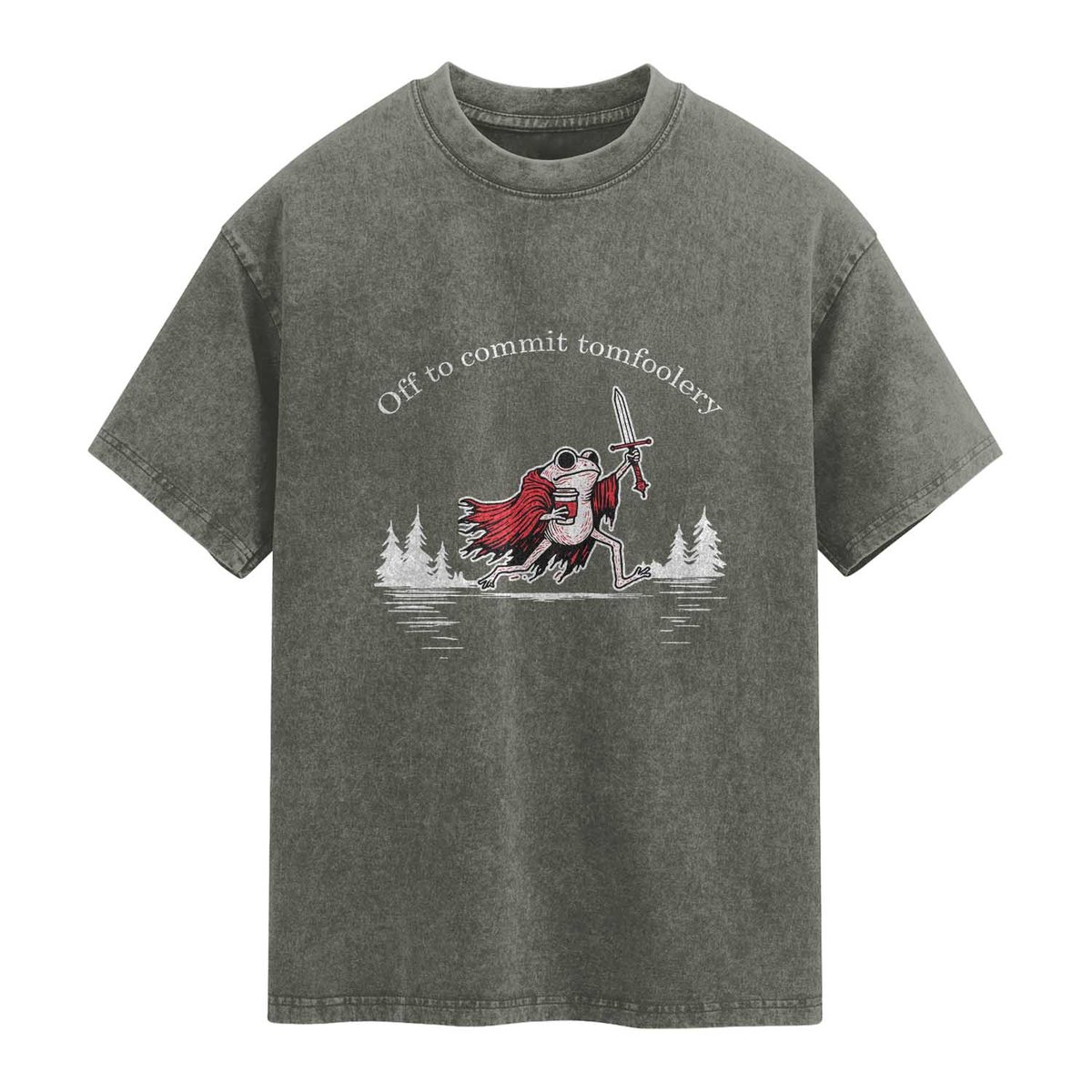 Off To Commit Tomfoolery Washed Cotton T-Shirt Frog Coffee Lover Gift TS12