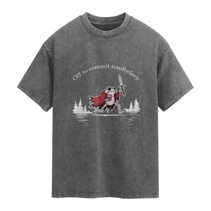 Off To Commit Tomfoolery Washed Cotton T-Shirt Frog Coffee Lover Gift TS12