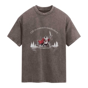 Off To Commit Tomfoolery Washed Cotton T-Shirt Frog Coffee Lover Gift TS12