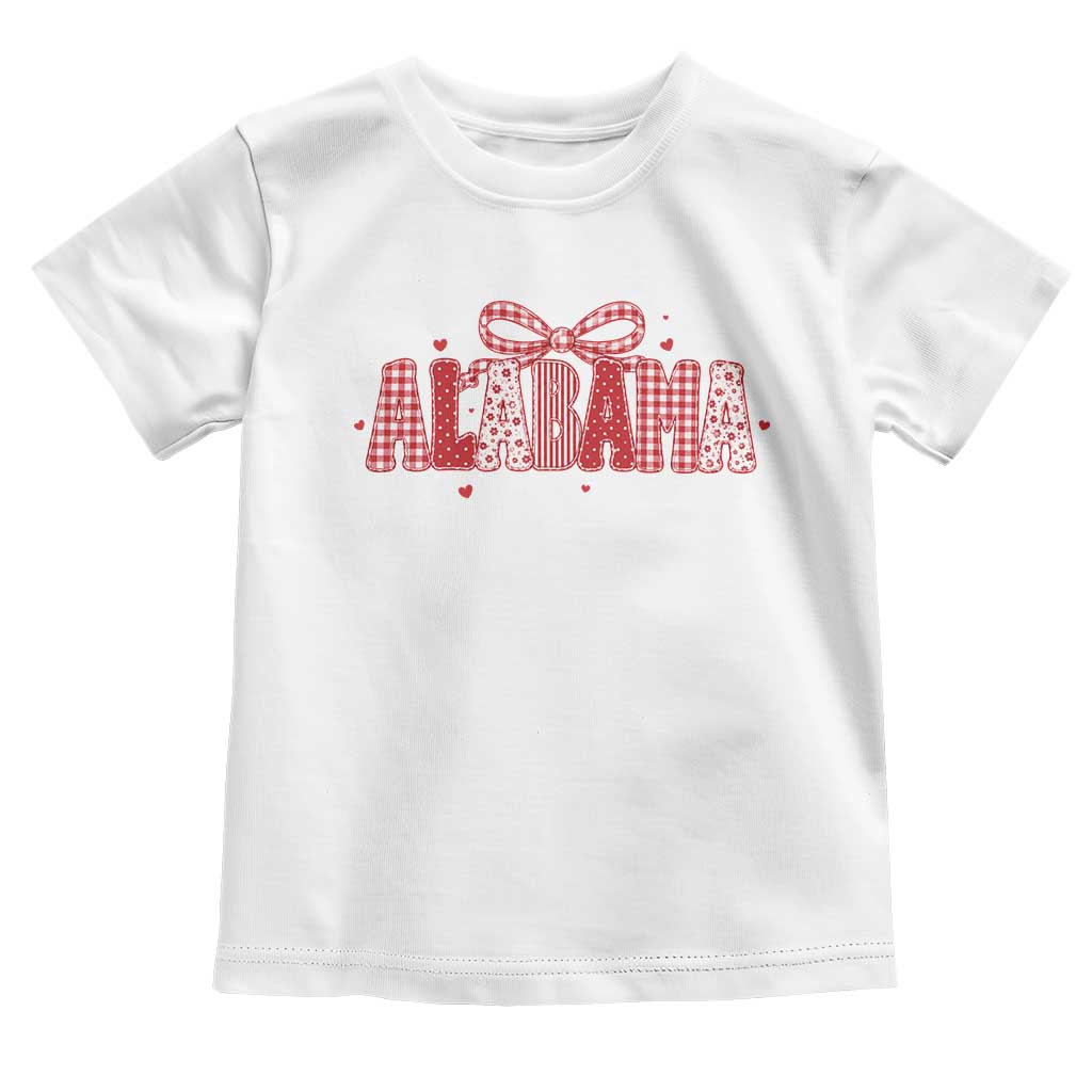 Alabama Red Coquette Bow Gingham State Pride Graphic Toddler T Shirt TS10
