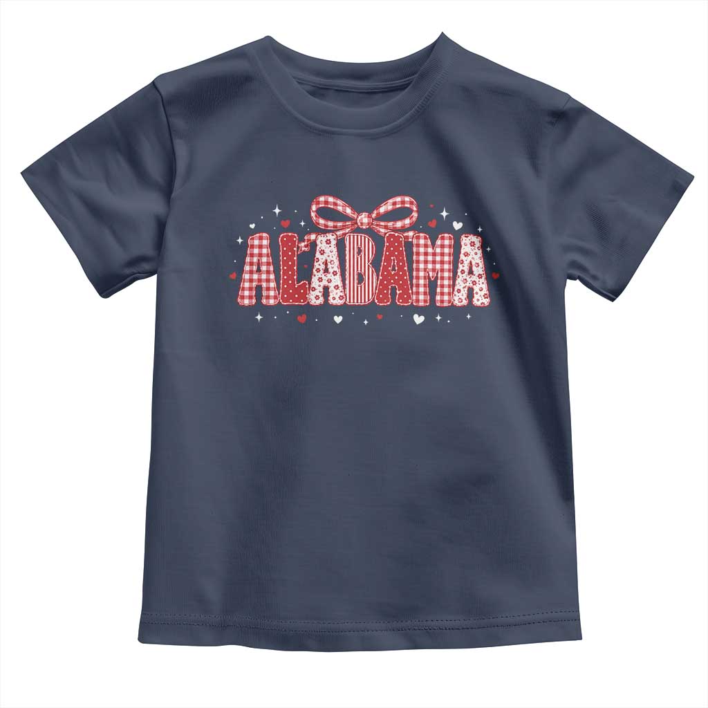 Alabama Red Coquette Bow Gingham State Pride Graphic Toddler T Shirt TS10