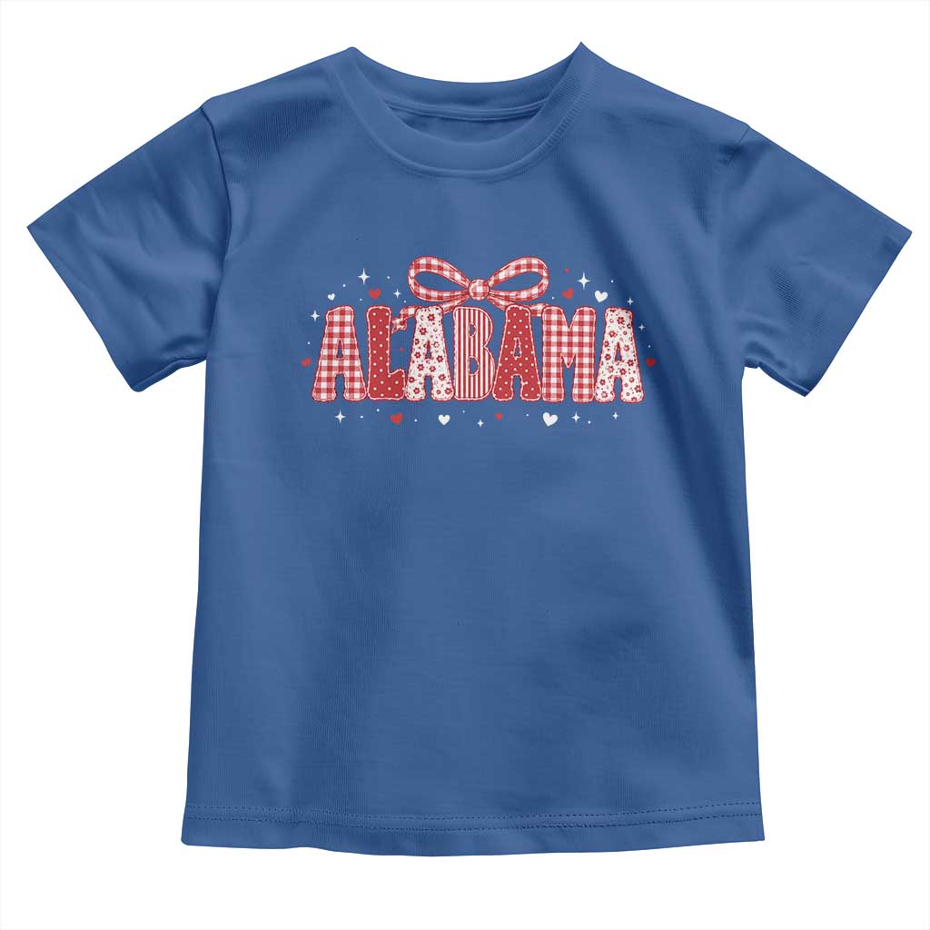 Alabama Red Coquette Bow Gingham State Pride Graphic Toddler T Shirt TS10