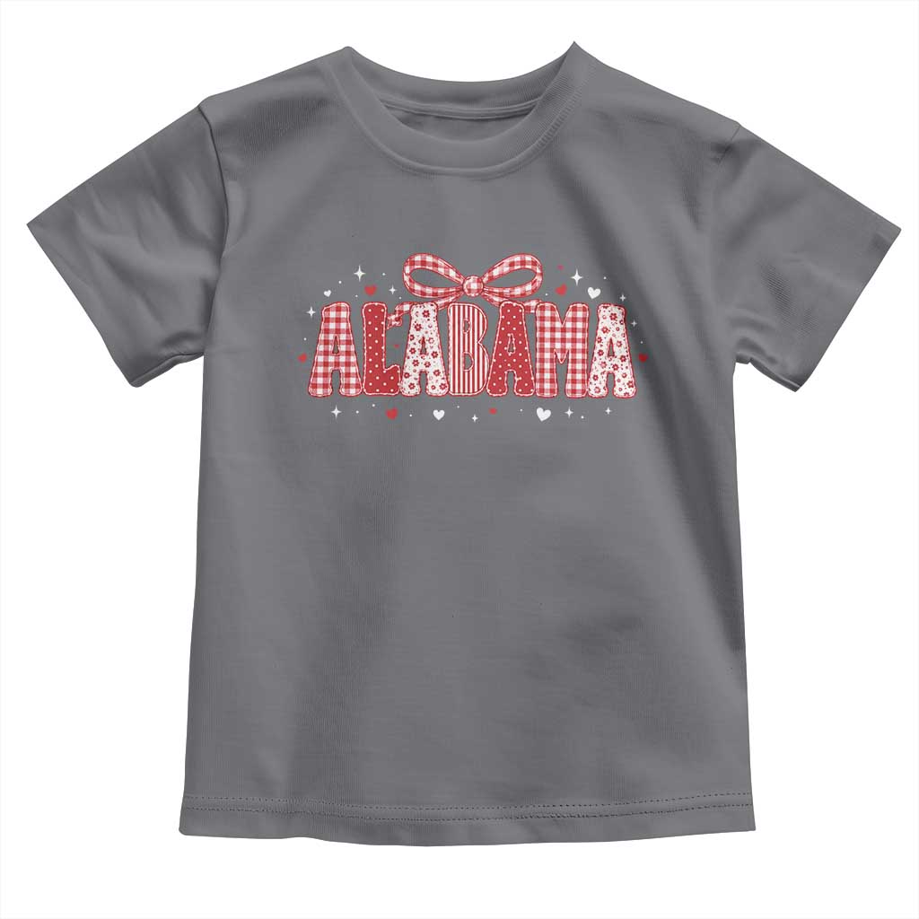 Alabama Red Coquette Bow Gingham State Pride Graphic Toddler T Shirt TS10