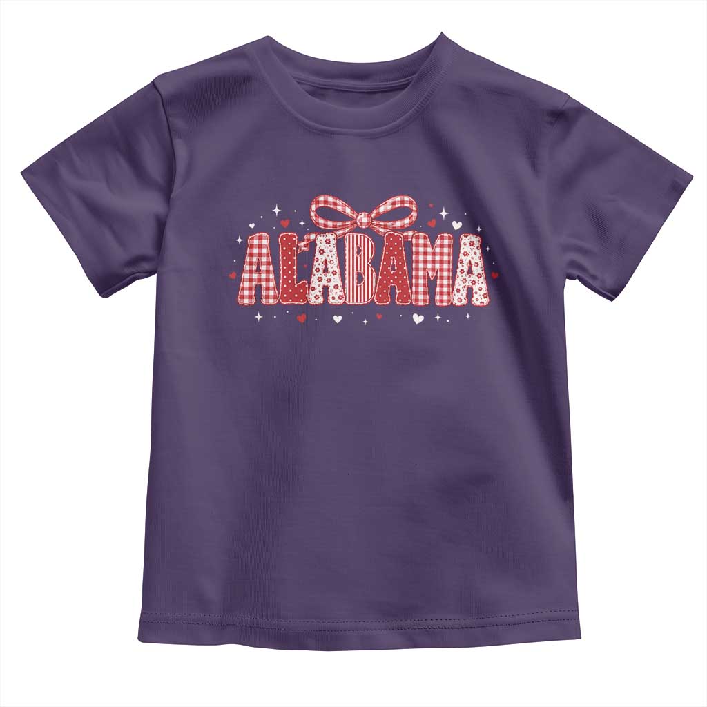 Alabama Red Coquette Bow Gingham State Pride Graphic Toddler T Shirt TS10
