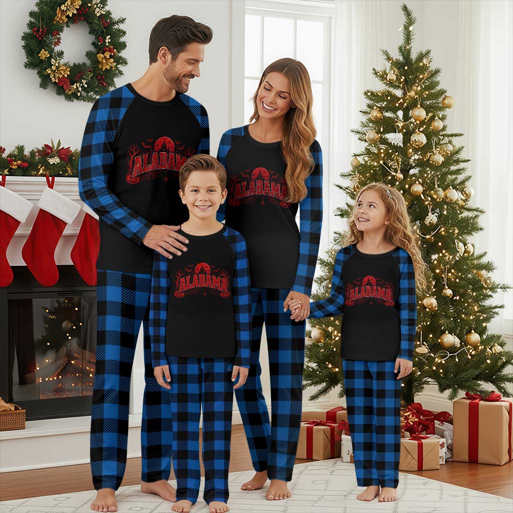 Alabama Spooky Castle Red Moon Halloween Graphic Plaid Pajama Set TS10