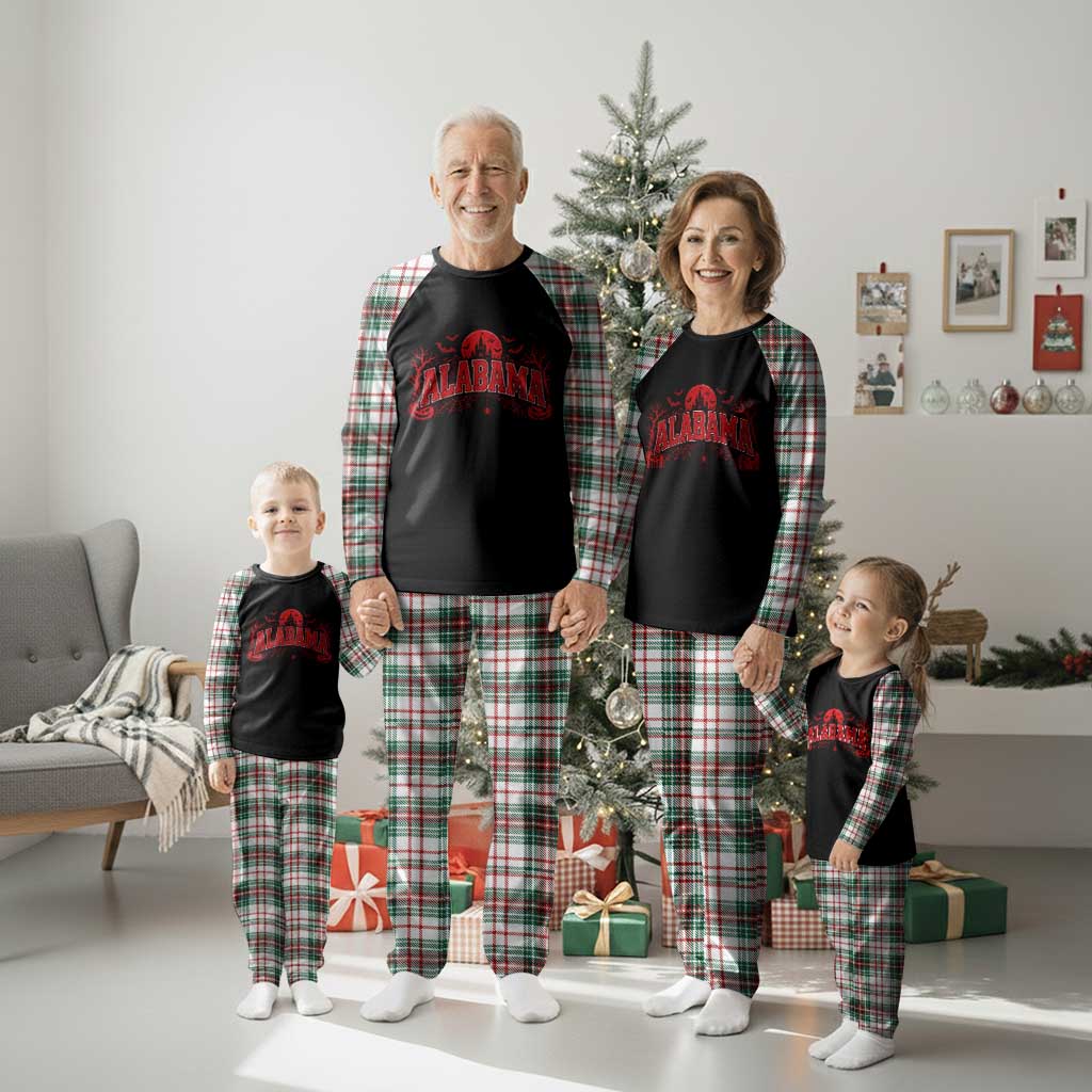 Alabama Spooky Castle Red Moon Halloween Graphic Plaid Pajama Set TS10