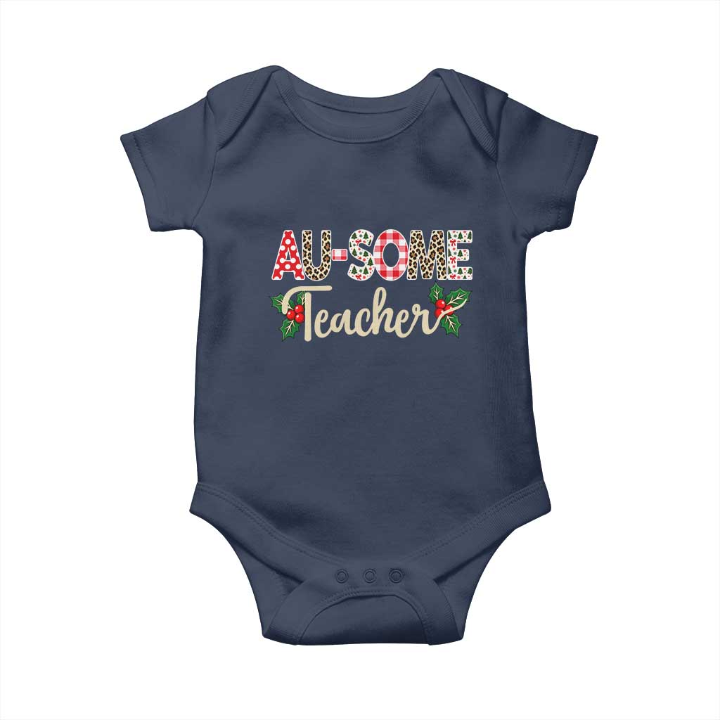 Au Some Teacher Educator Gift Baby Onesie Christmas Leopard Plaid TS12