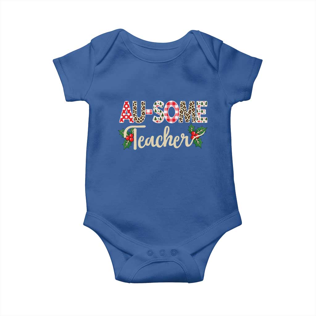 Au Some Teacher Educator Gift Baby Onesie Christmas Leopard Plaid TS12