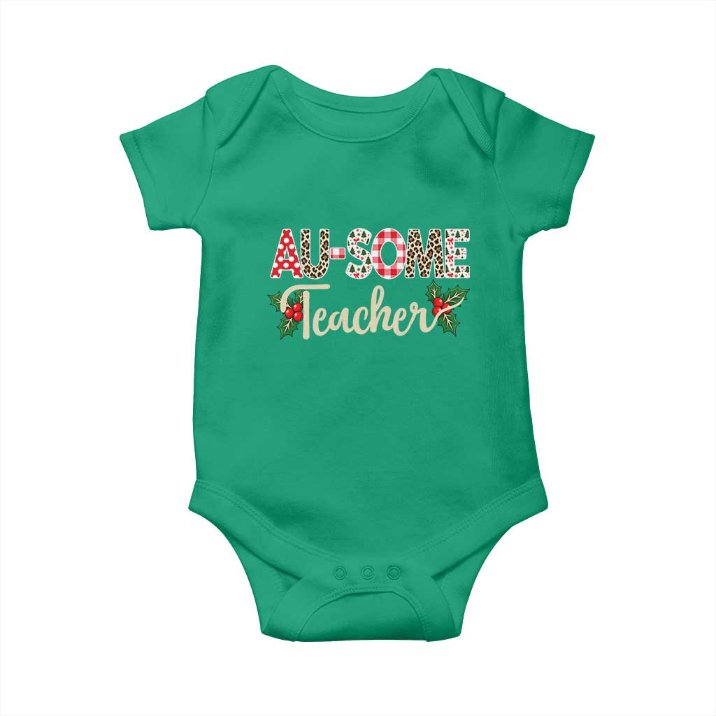 Au Some Teacher Educator Gift Baby Onesie Christmas Leopard Plaid TS12