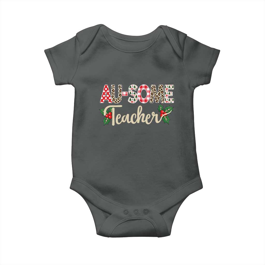 Au Some Teacher Educator Gift Baby Onesie Christmas Leopard Plaid TS12