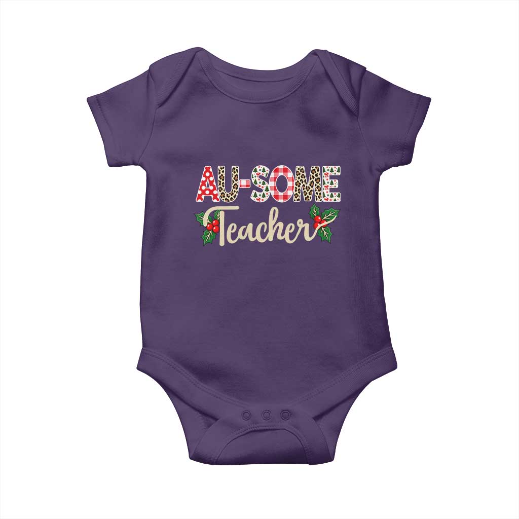 Au Some Teacher Educator Gift Baby Onesie Christmas Leopard Plaid TS12