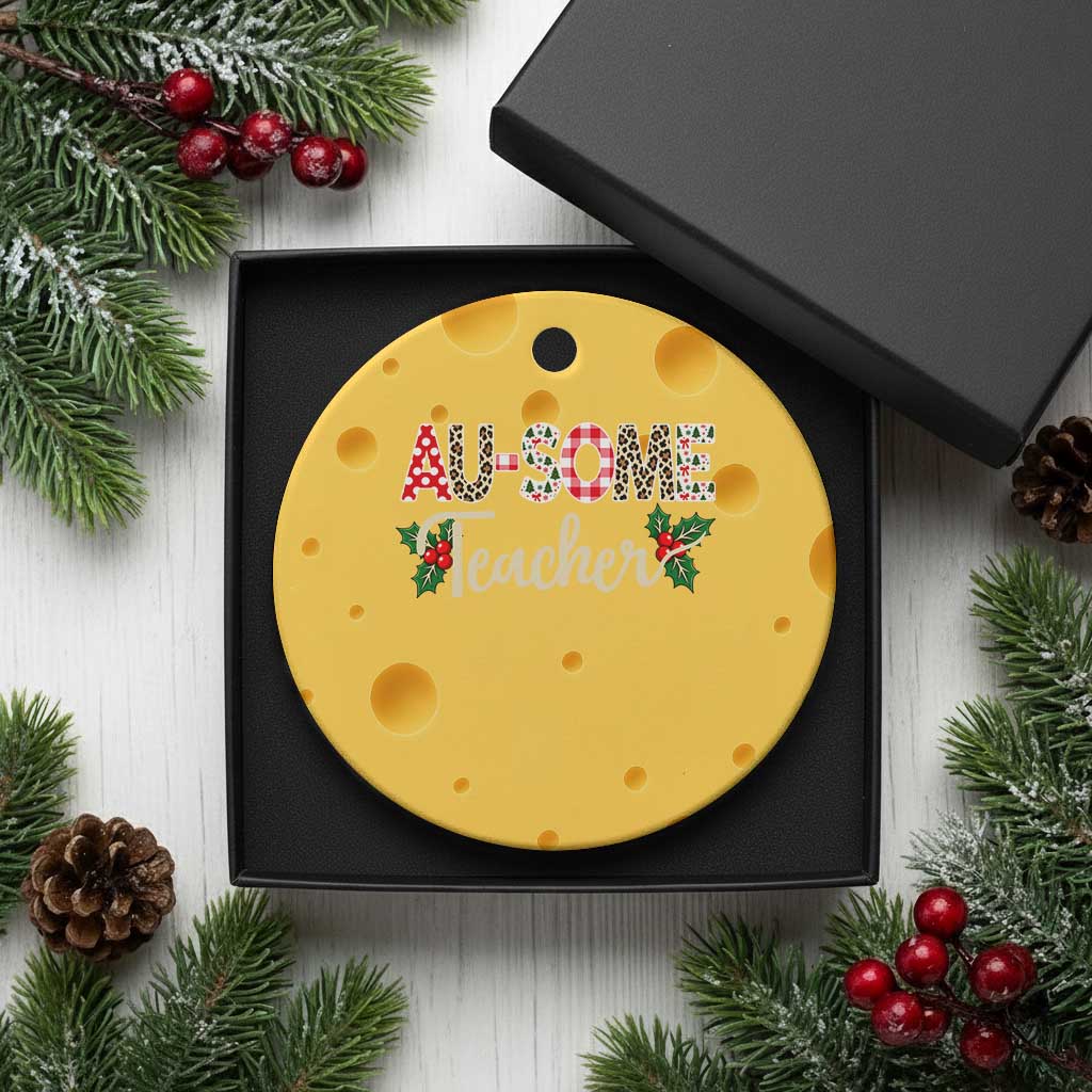 Au Some Teacher Educator Gift Ceramic Ornament Christmas Leopard Plaid TS12