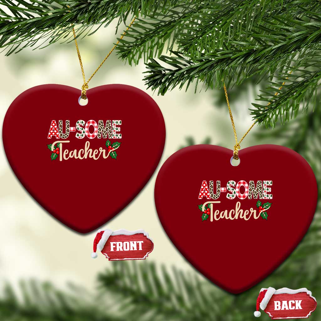Au Some Teacher Educator Gift Ceramic Ornament Christmas Leopard Plaid TS12