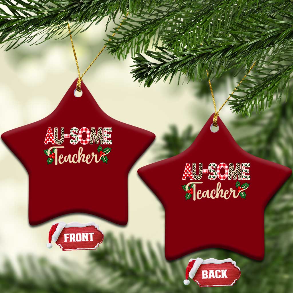 Au Some Teacher Educator Gift Ceramic Ornament Christmas Leopard Plaid TS12