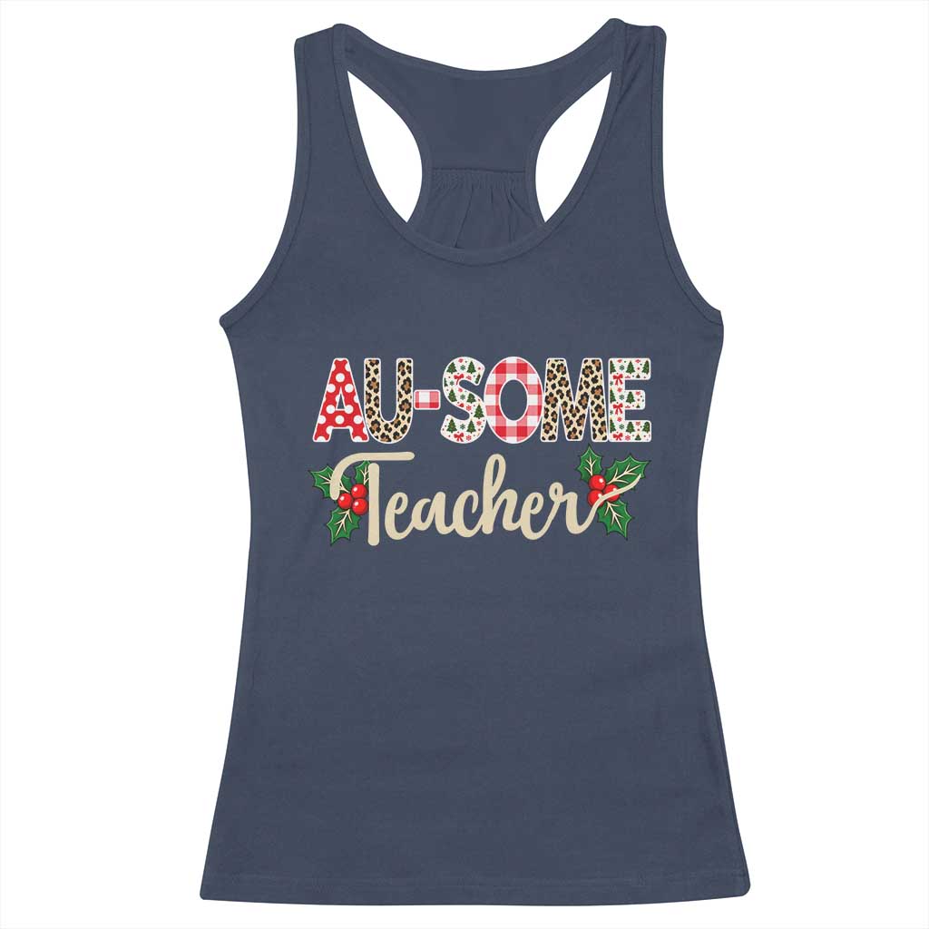 Au Some Teacher Educator Gift Racerback Tank Top Christmas Leopard Plaid TS12