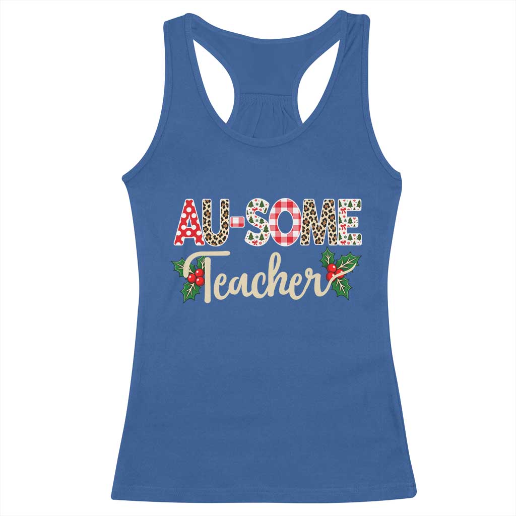 Au Some Teacher Educator Gift Racerback Tank Top Christmas Leopard Plaid TS12
