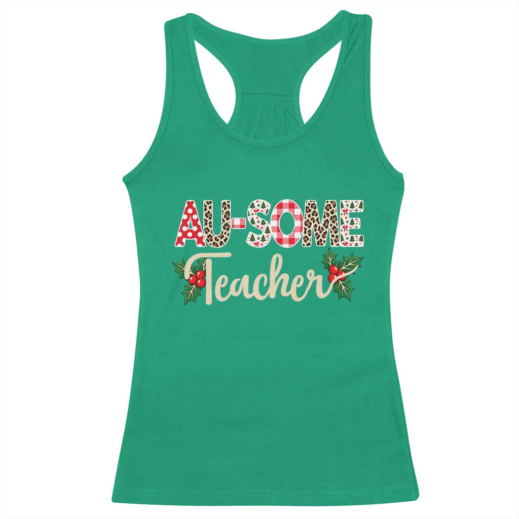 Au Some Teacher Educator Gift Racerback Tank Top Christmas Leopard Plaid TS12