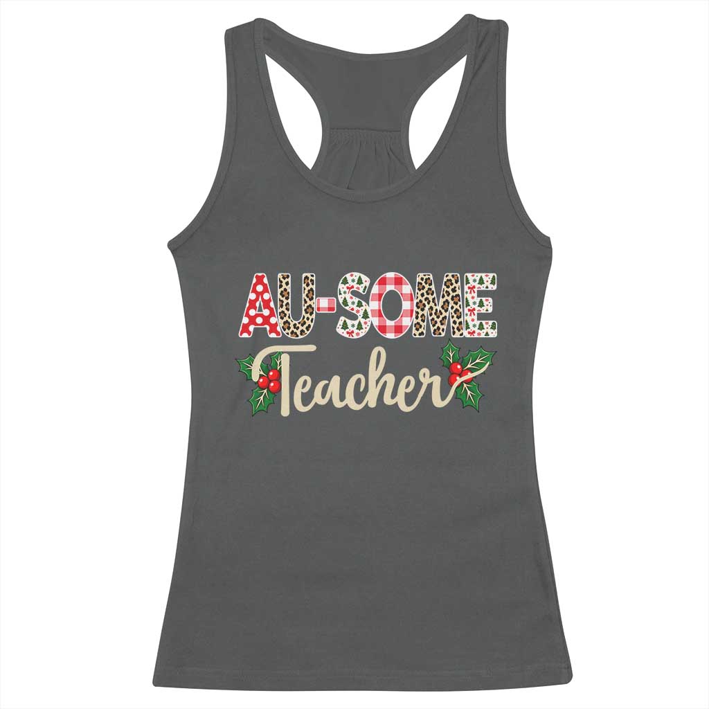 Au Some Teacher Educator Gift Racerback Tank Top Christmas Leopard Plaid TS12