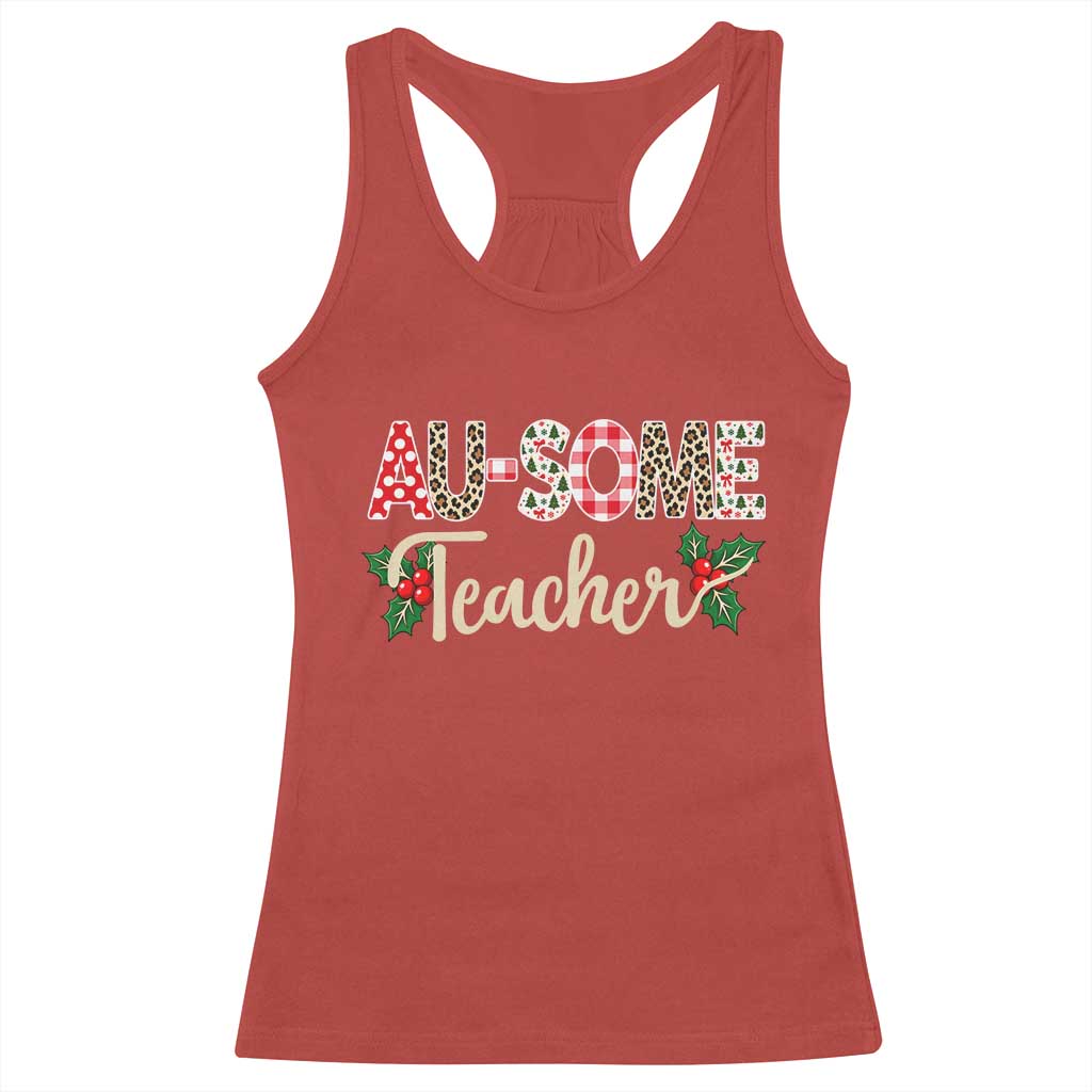 Au Some Teacher Educator Gift Racerback Tank Top Christmas Leopard Plaid TS12