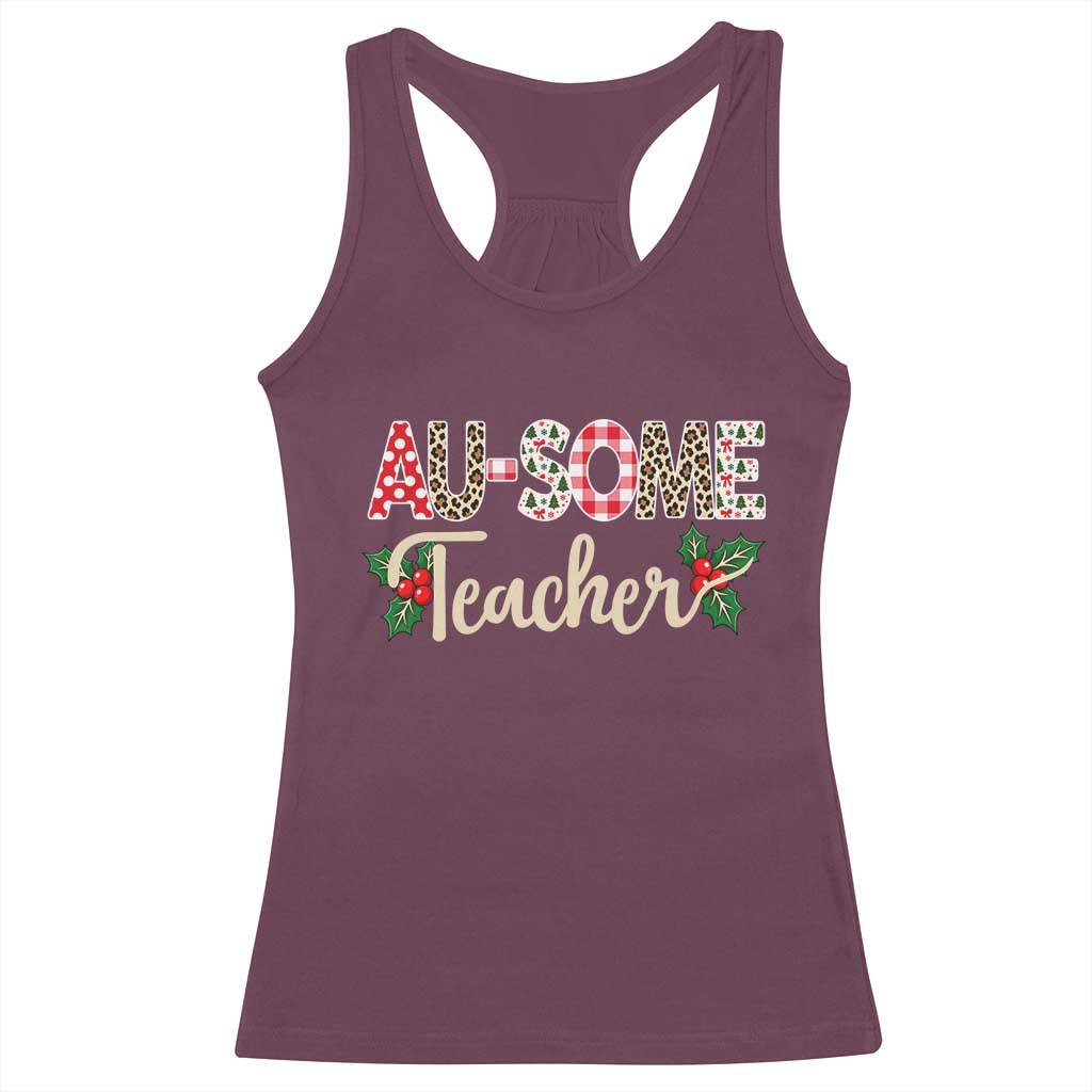Au Some Teacher Educator Gift Racerback Tank Top Christmas Leopard Plaid TS12