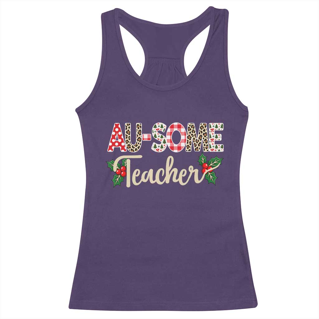 Au Some Teacher Educator Gift Racerback Tank Top Christmas Leopard Plaid TS12