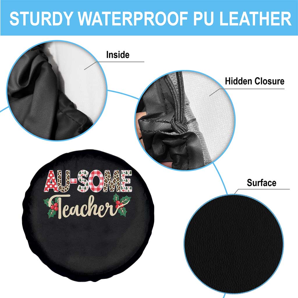 Au Some Teacher Educator Gift Spare Tire Cover Christmas Leopard Plaid TS12