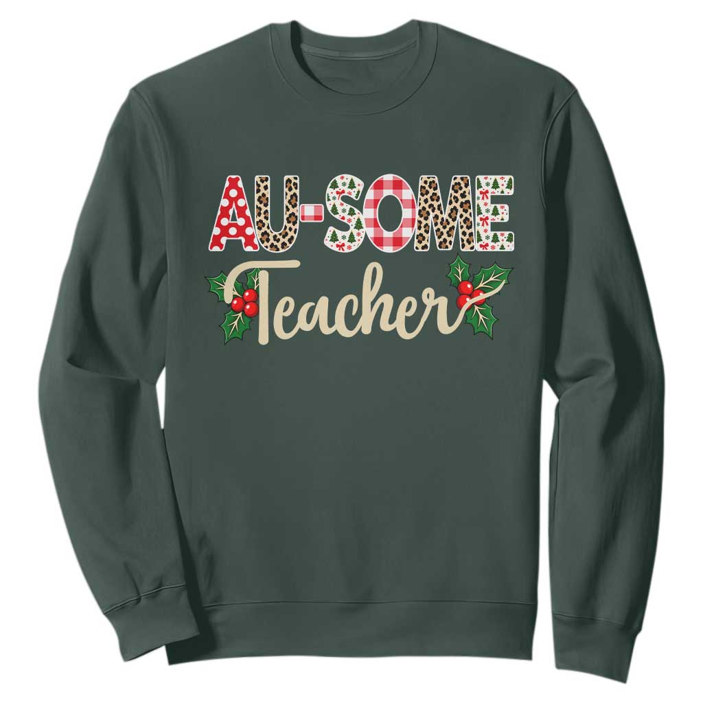 Au Some Teacher Educator Gift Sweatshirt Christmas Leopard Plaid TS12