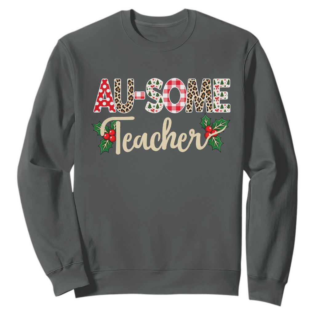Au Some Teacher Educator Gift Sweatshirt Christmas Leopard Plaid TS12
