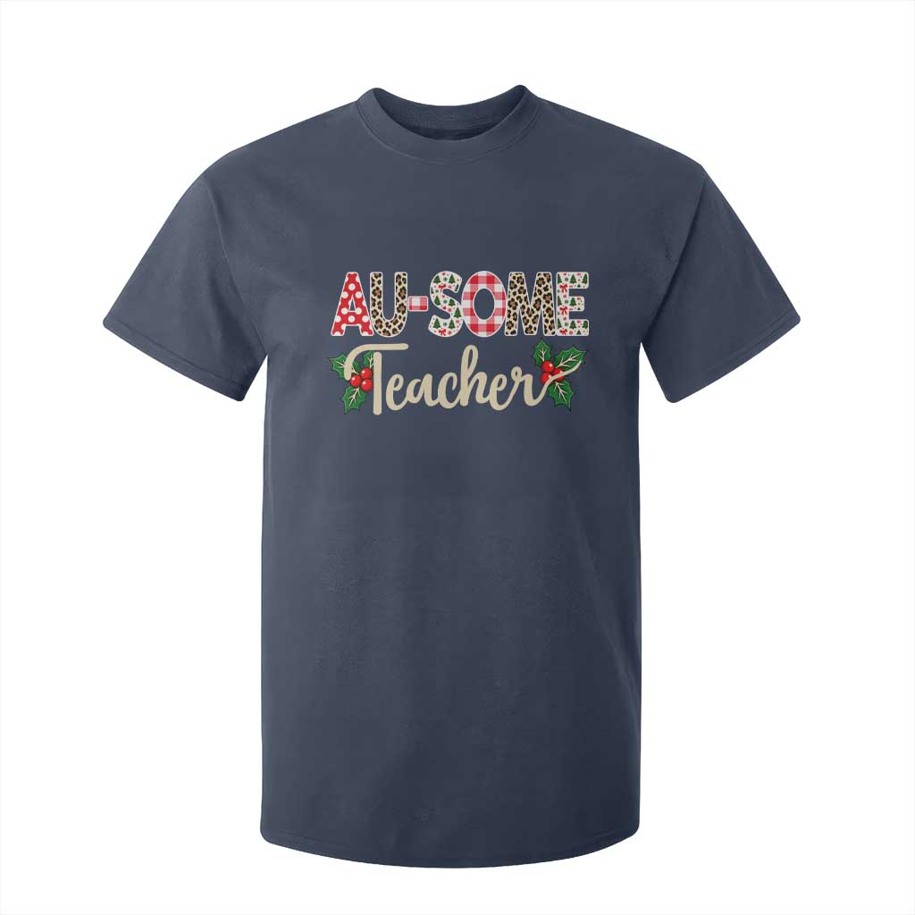 Au Some Teacher Educator Gift T Shirt For Kid Christmas Leopard Plaid TS12