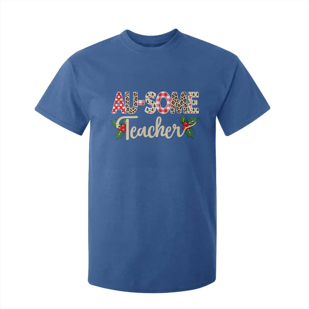 Au Some Teacher Educator Gift T Shirt For Kid Christmas Leopard Plaid TS12