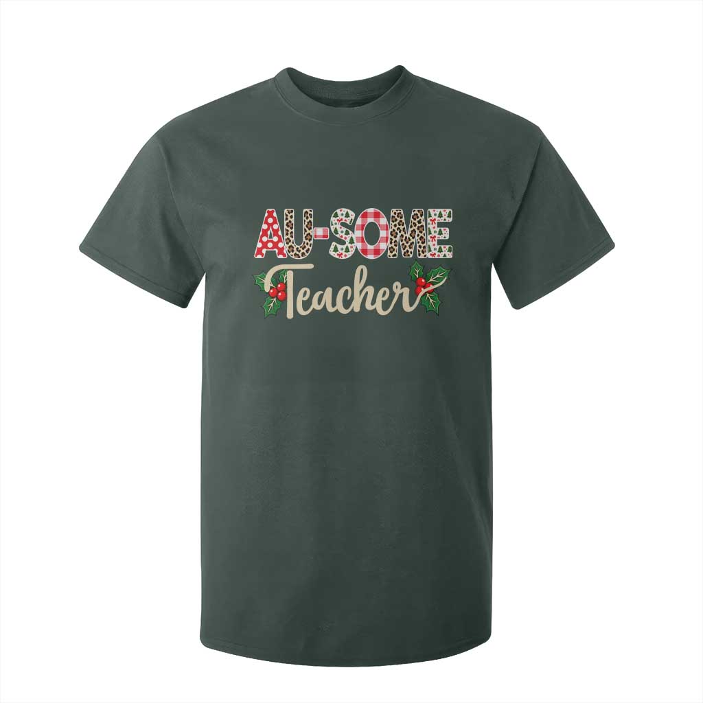 Au Some Teacher Educator Gift T Shirt For Kid Christmas Leopard Plaid TS12