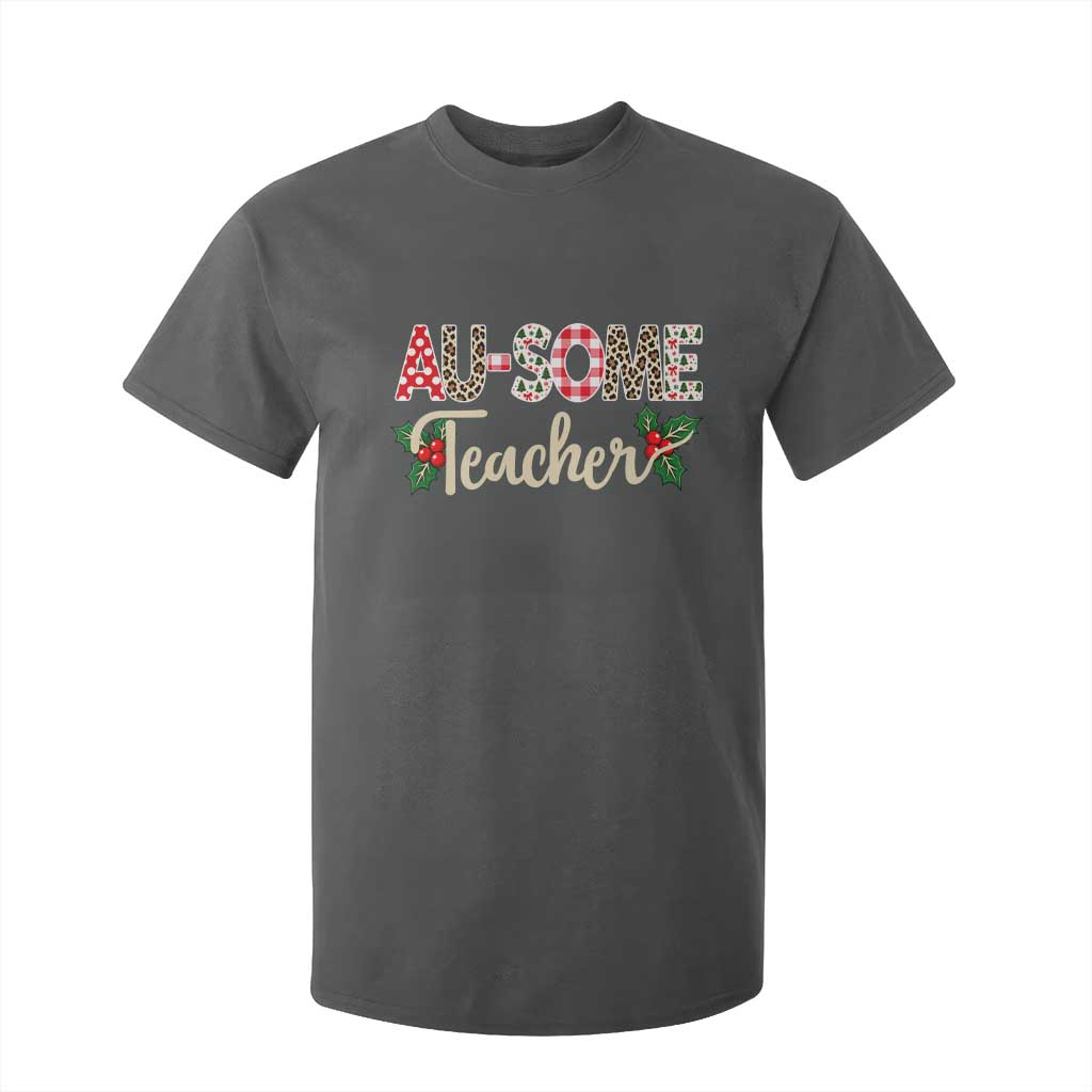 Au Some Teacher Educator Gift T Shirt For Kid Christmas Leopard Plaid TS12