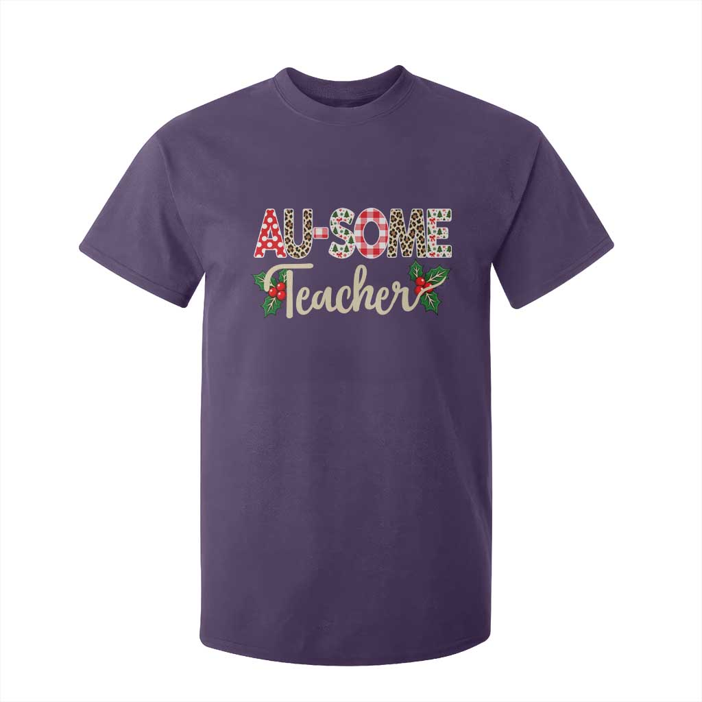 Au Some Teacher Educator Gift T Shirt For Kid Christmas Leopard Plaid TS12