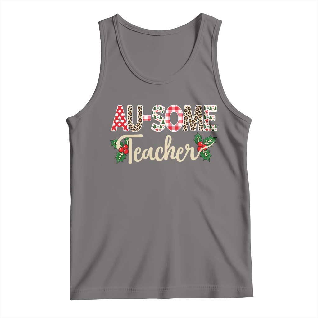 Au Some Teacher Educator Gift Tank Top Christmas Leopard Plaid TS12