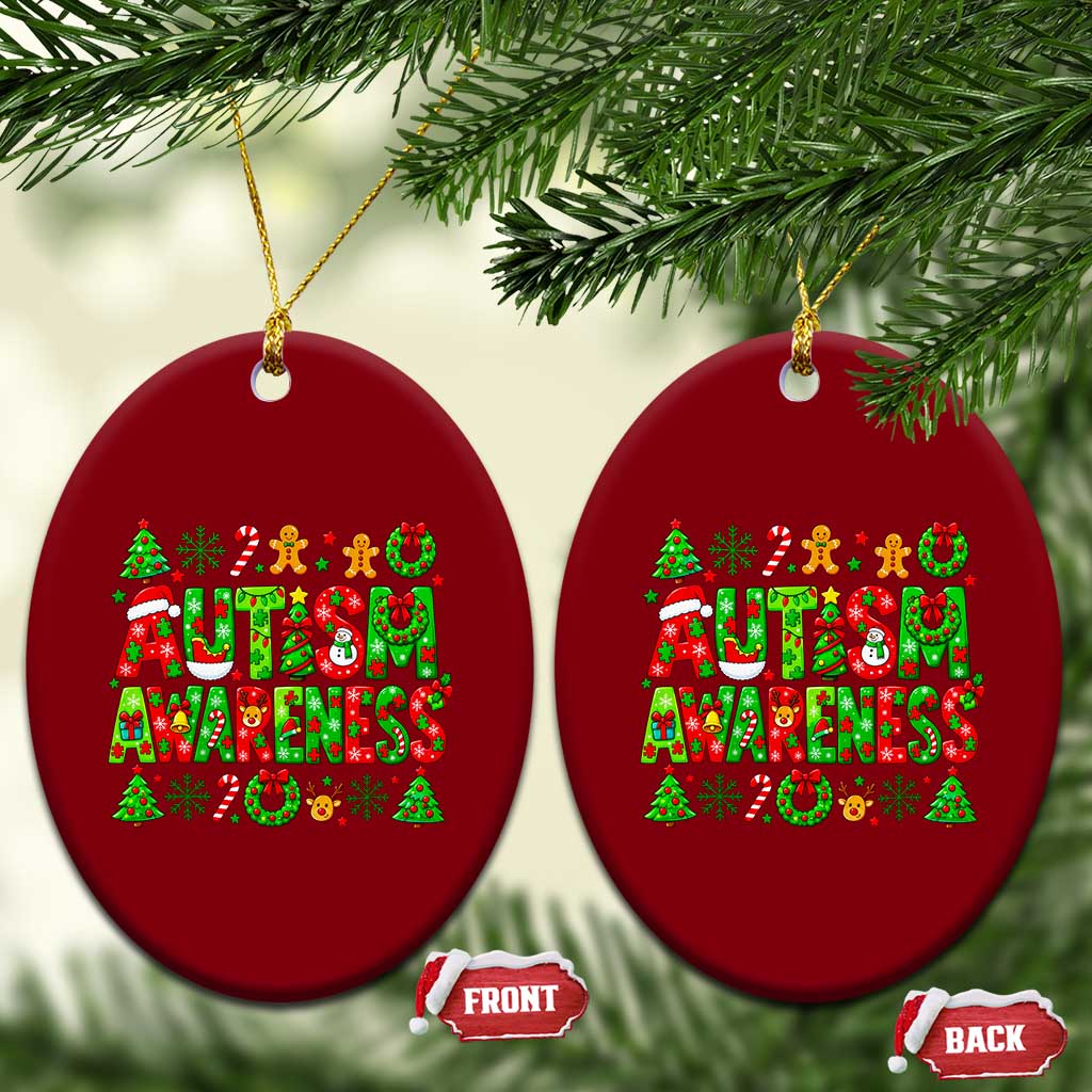 Autism Christmas Support Ceramic Ornament Spreading Acceptance Holiday Season TS12