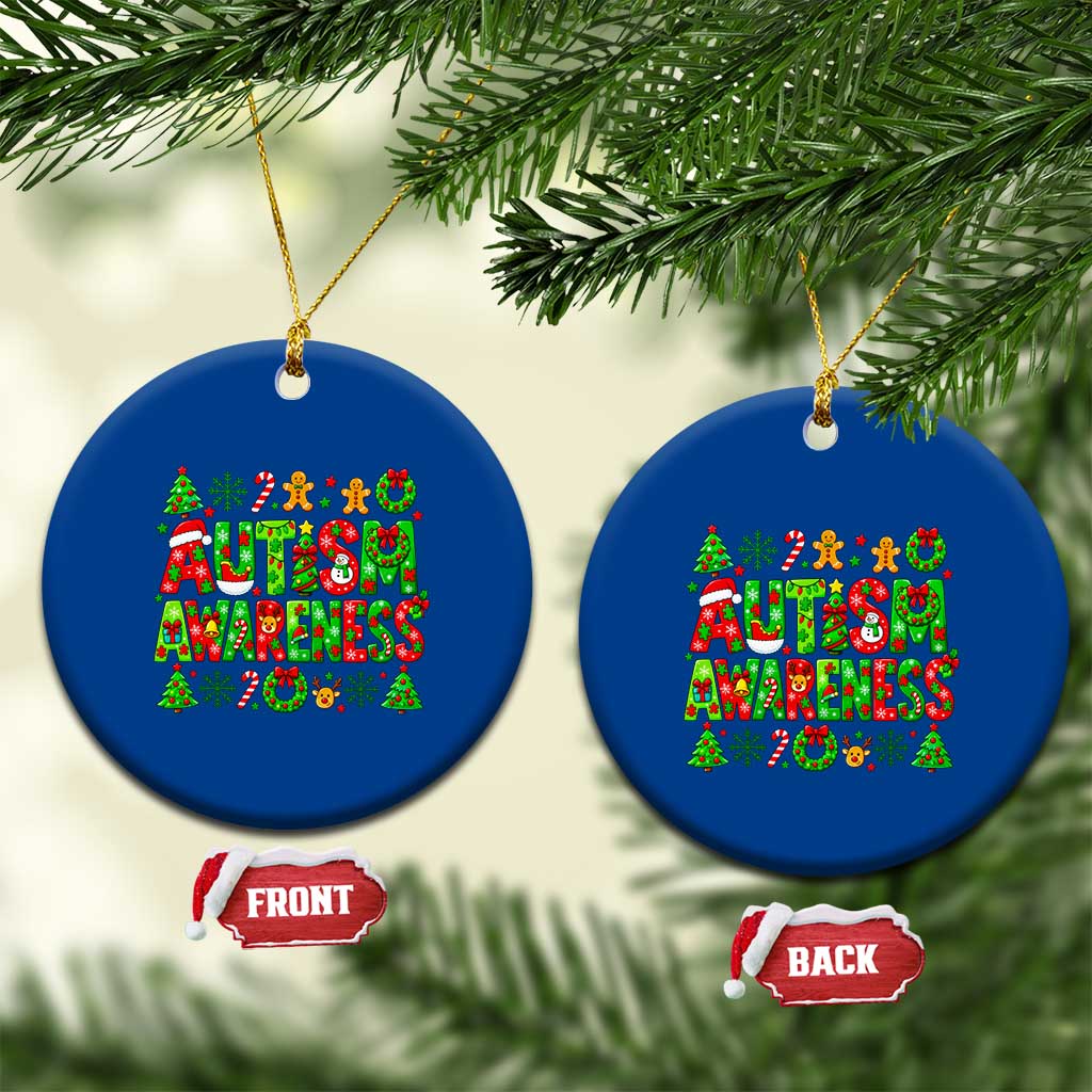 Autism Christmas Support Ceramic Ornament Spreading Acceptance Holiday Season TS12