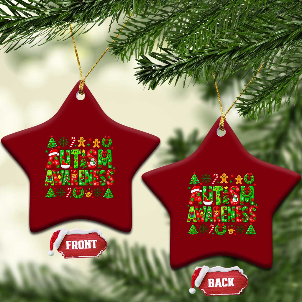 Autism Christmas Support Ceramic Ornament Spreading Acceptance Holiday Season TS12