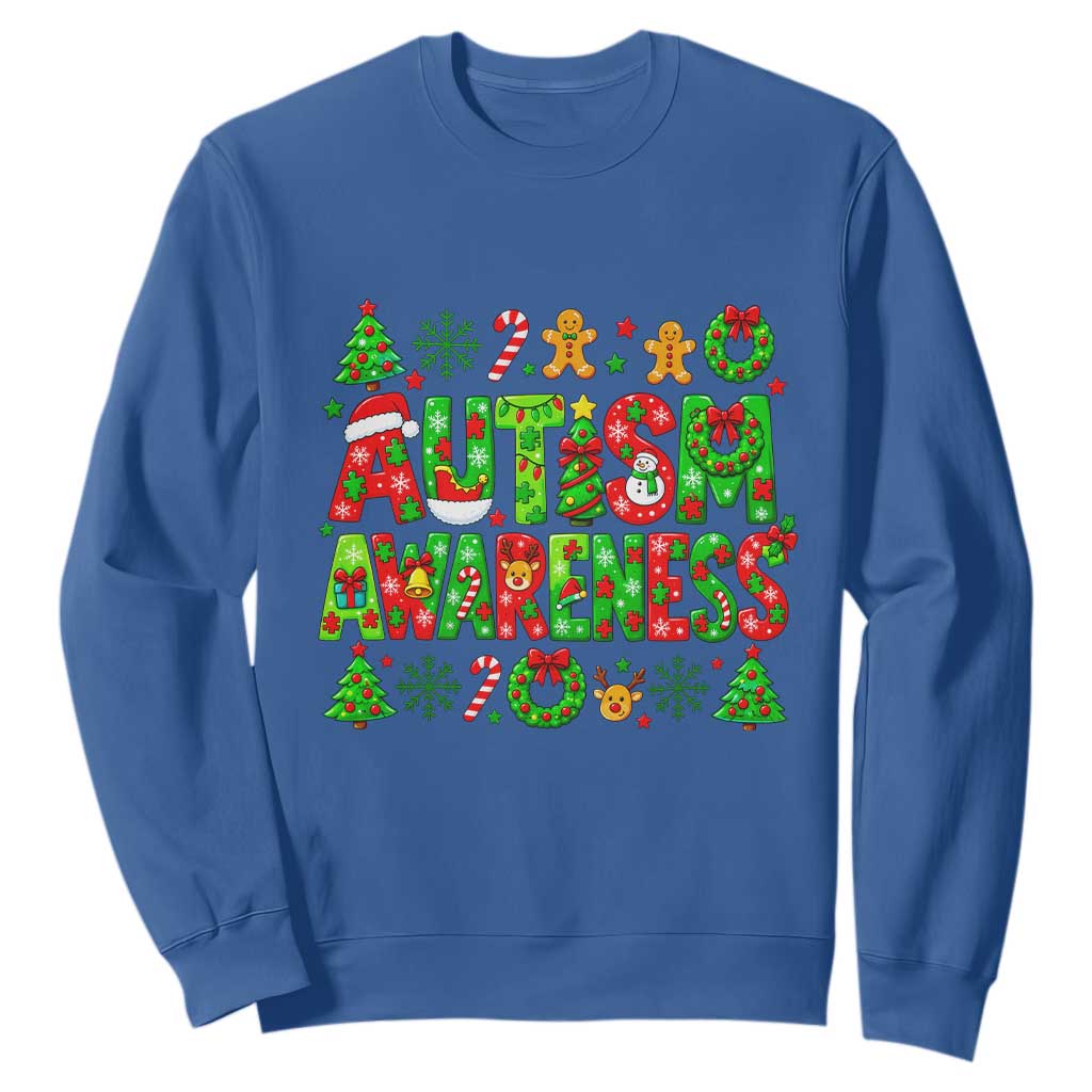 Autism Christmas Support Sweatshirt Spreading Acceptance Holiday Season TS12