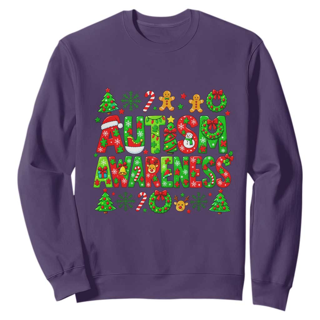 Autism Christmas Support Sweatshirt Spreading Acceptance Holiday Season TS12