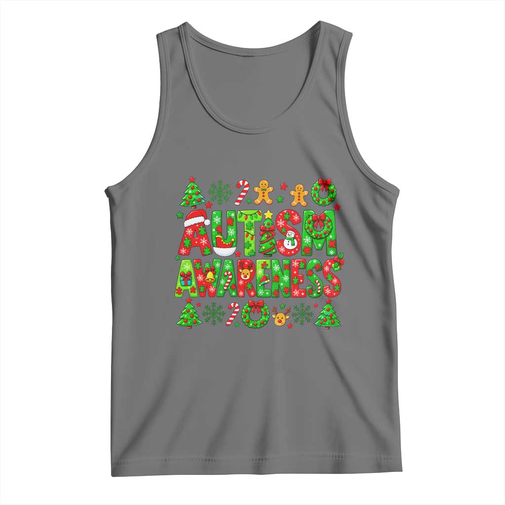Autism Christmas Support Tank Top Spreading Acceptance Holiday Season TS12