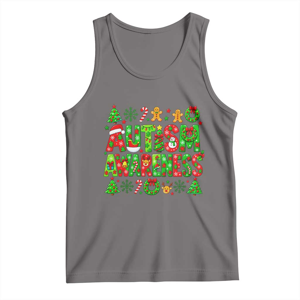 Autism Christmas Support Tank Top Spreading Acceptance Holiday Season TS12